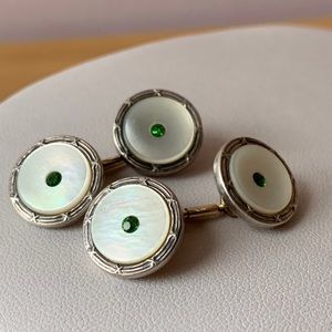 Antique English mother of Pearl &crystal cufflinks